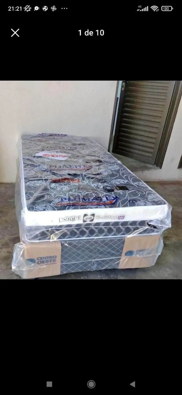 Cama solteiro box e colchão molas ensacadas 