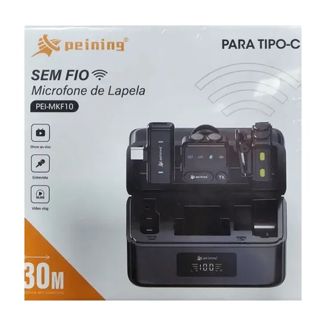 Microfone de Lapela Sem Fio para Tipo-C 30M PEI-MKF10 - Peining  cod: 4717