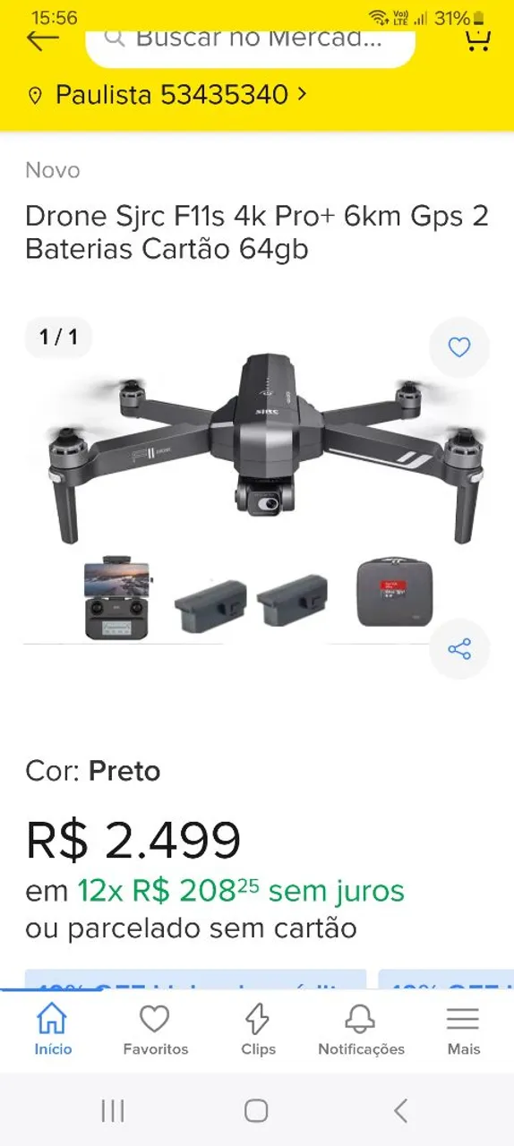 Drone profissional Sjrc F11s pro 4k