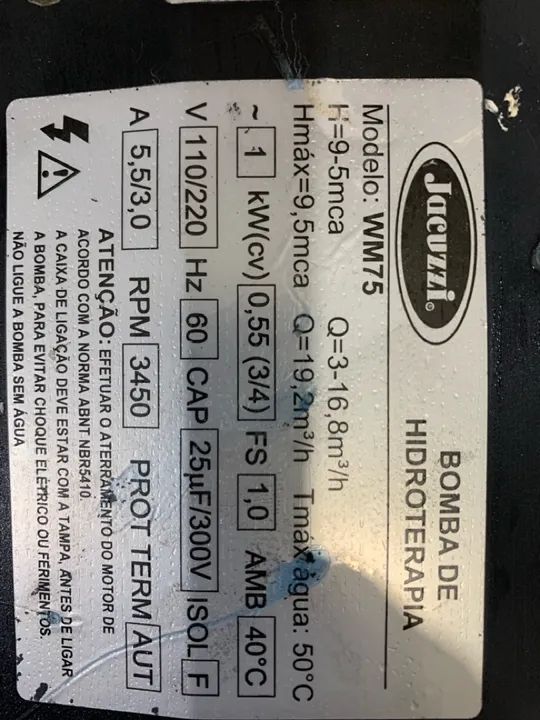 Bomba para Hidromassagem Jacuzzi usada. Com poucas horas de uso - Foto 5