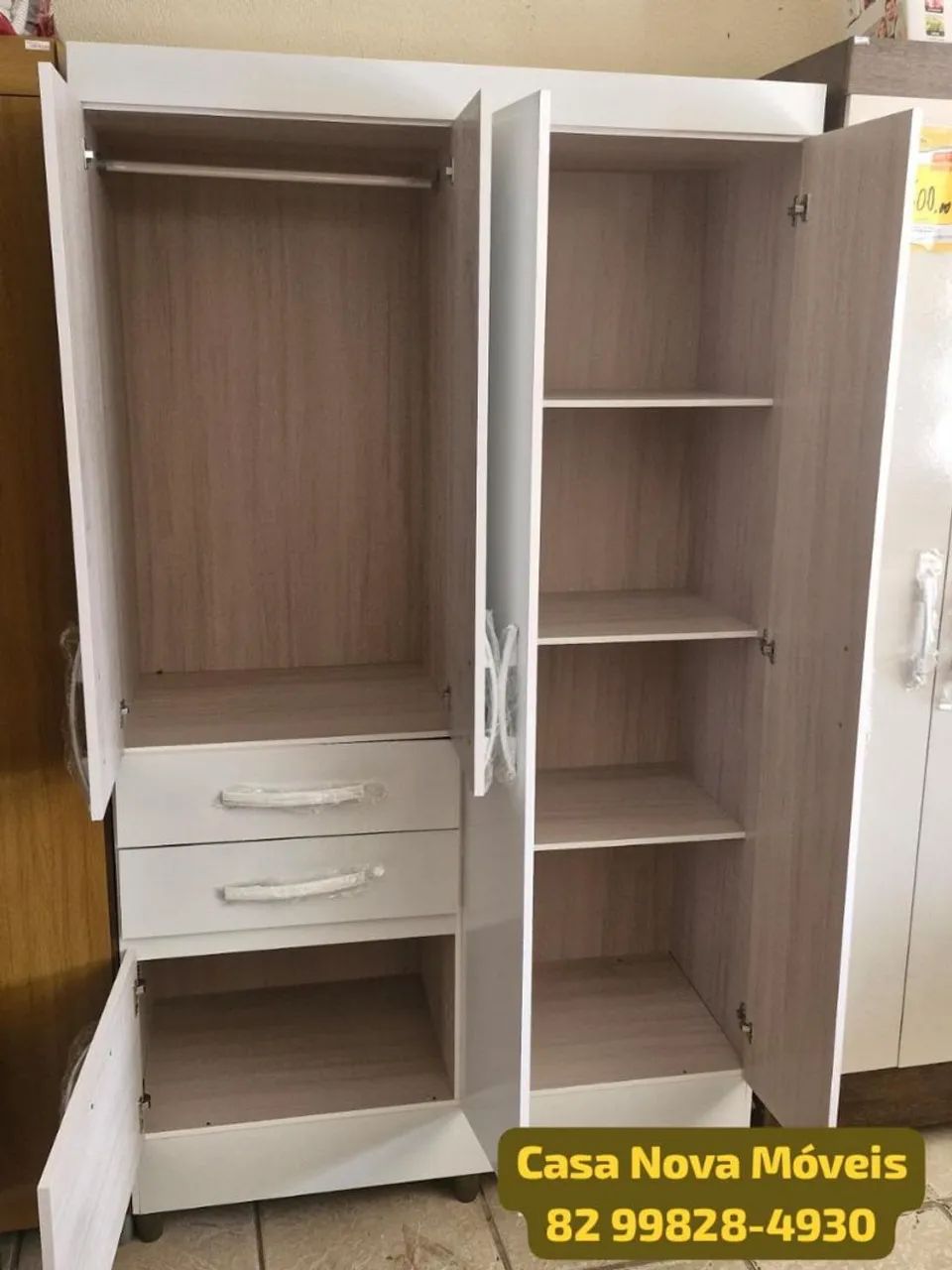 Guarda-Roupa Branco com Gavetas - Casa Nova Móveis - Foto 2