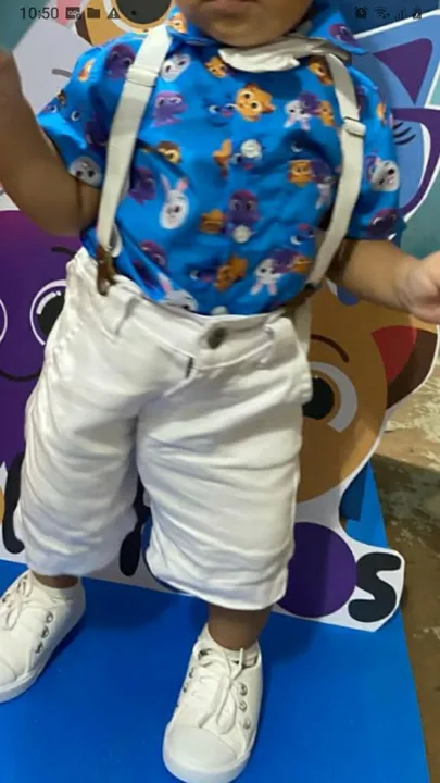 conjunto infantil jardineira e camisa do bolofofo