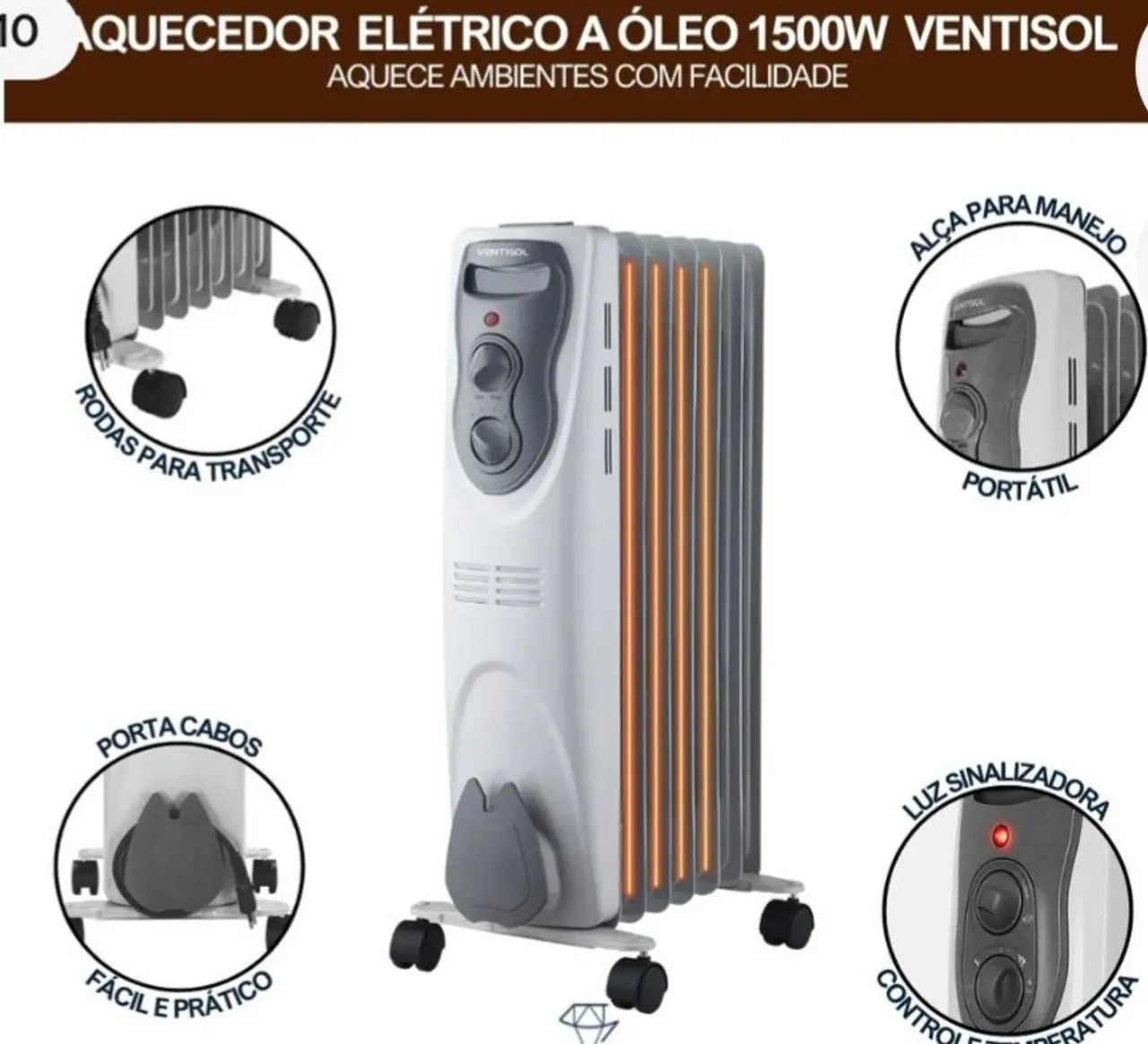 Aquecedor Elétrico a Óleo 1500W Ventisol