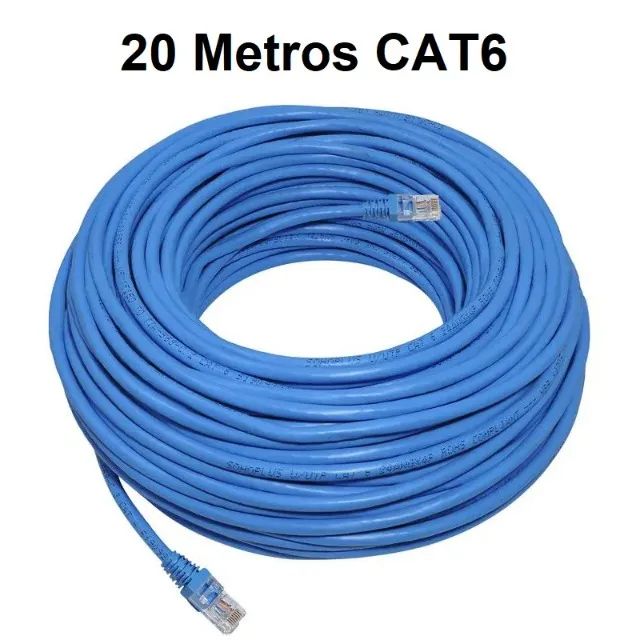 Cabo de Rede CAT6 RJ45 Azul Pronto para Uso com 20 Metros - Foto 3