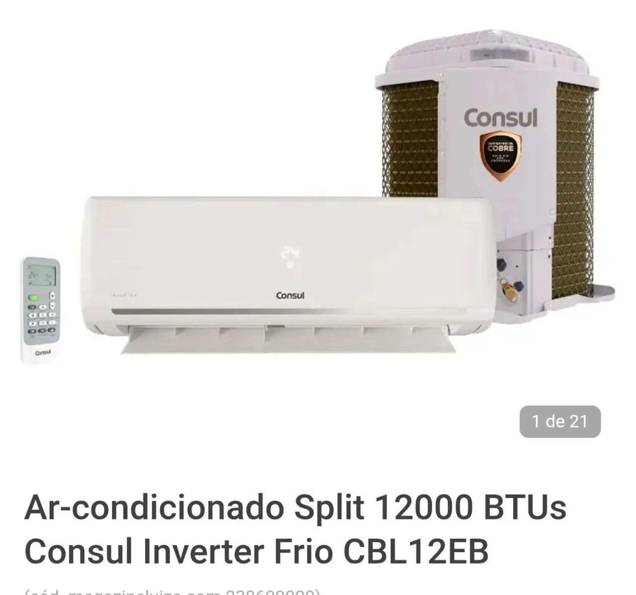 Ar Condicionado Split Consul Inverter Frio 12000 BTUs CBL12EB