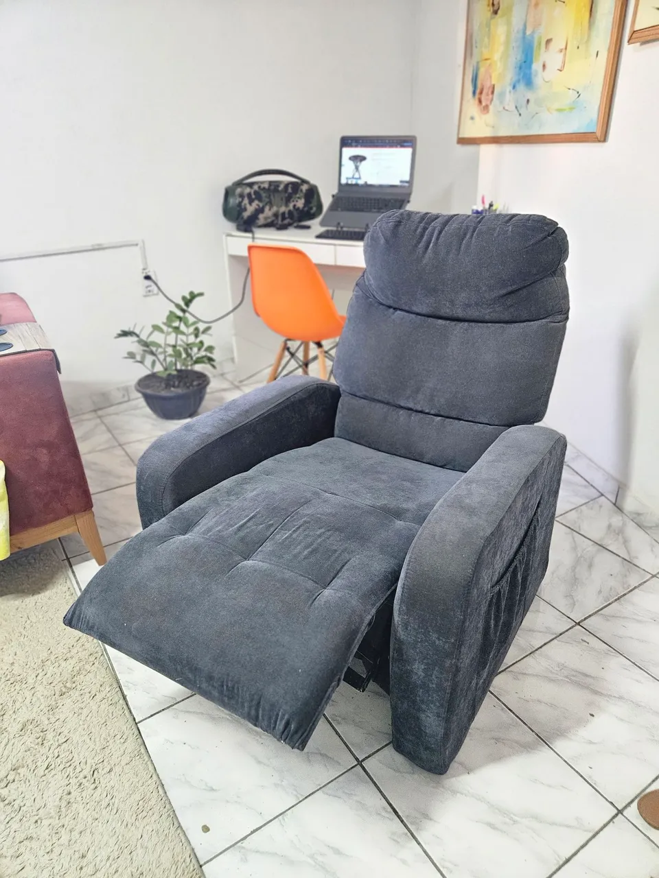 Poltrona Reclinável Cinza Confortável