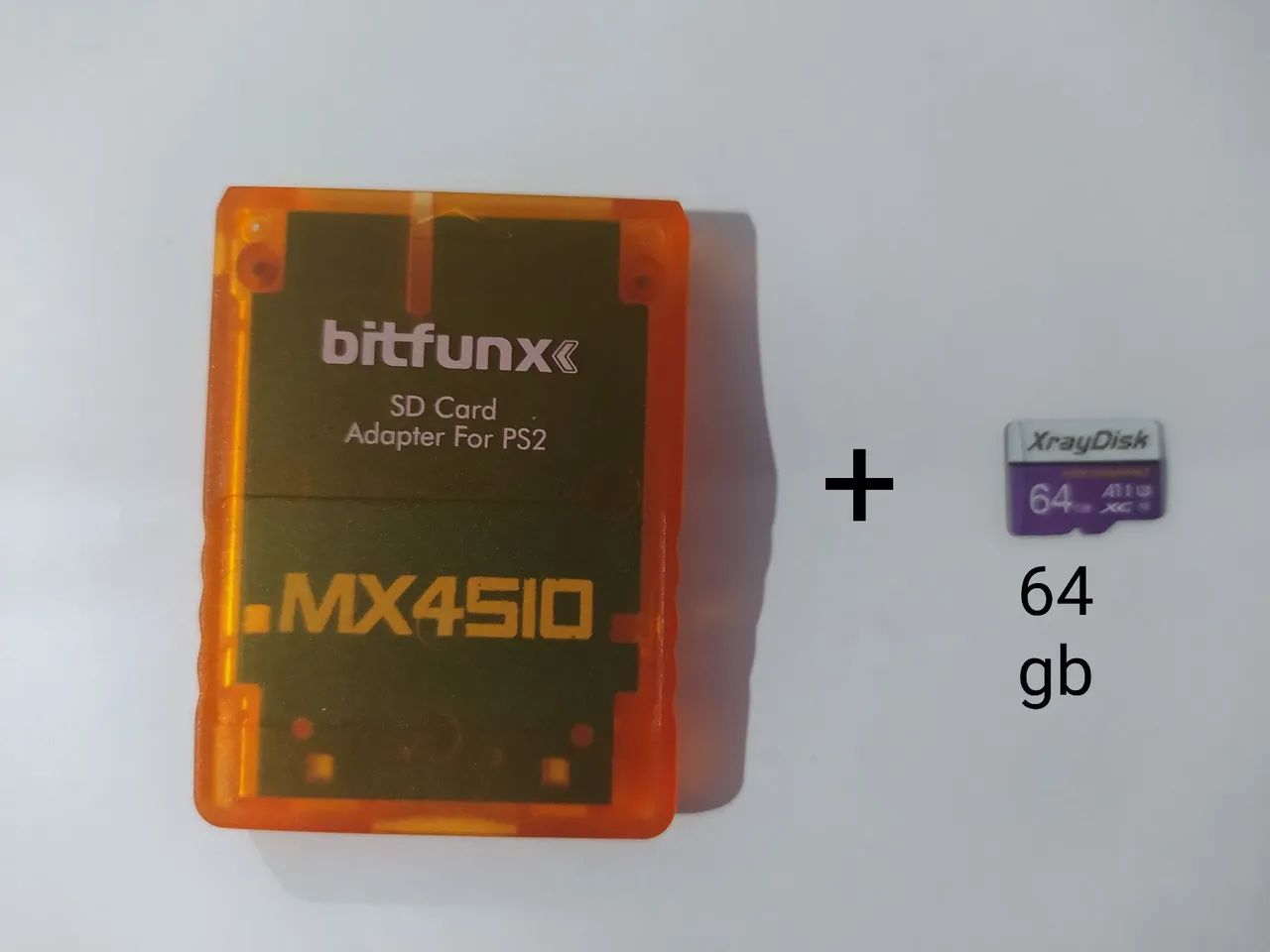 Kit MX4SIO + MicroSD de 64 gb adaptador leitor cartão de memória PS2