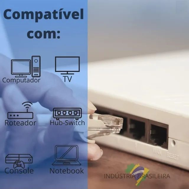 Cabo de Rede CAT6 RJ45 Azul Pronto para Uso com 20 Metros - Foto 2