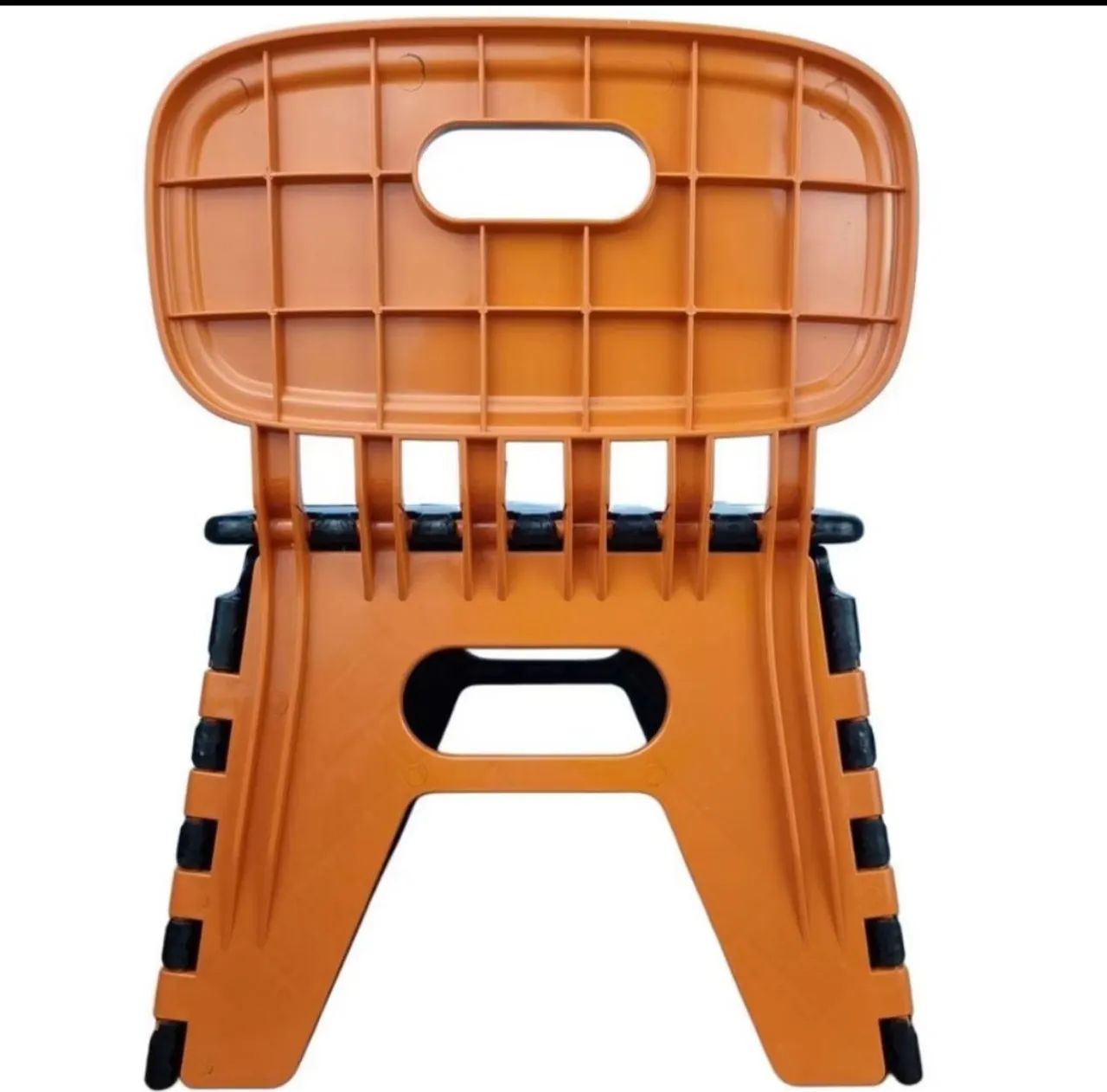 Cadeira Dobrável Plástica - Preta e Laranja - Foto 3