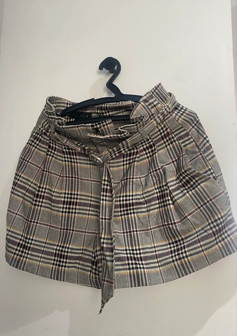shorts xadrez da zara