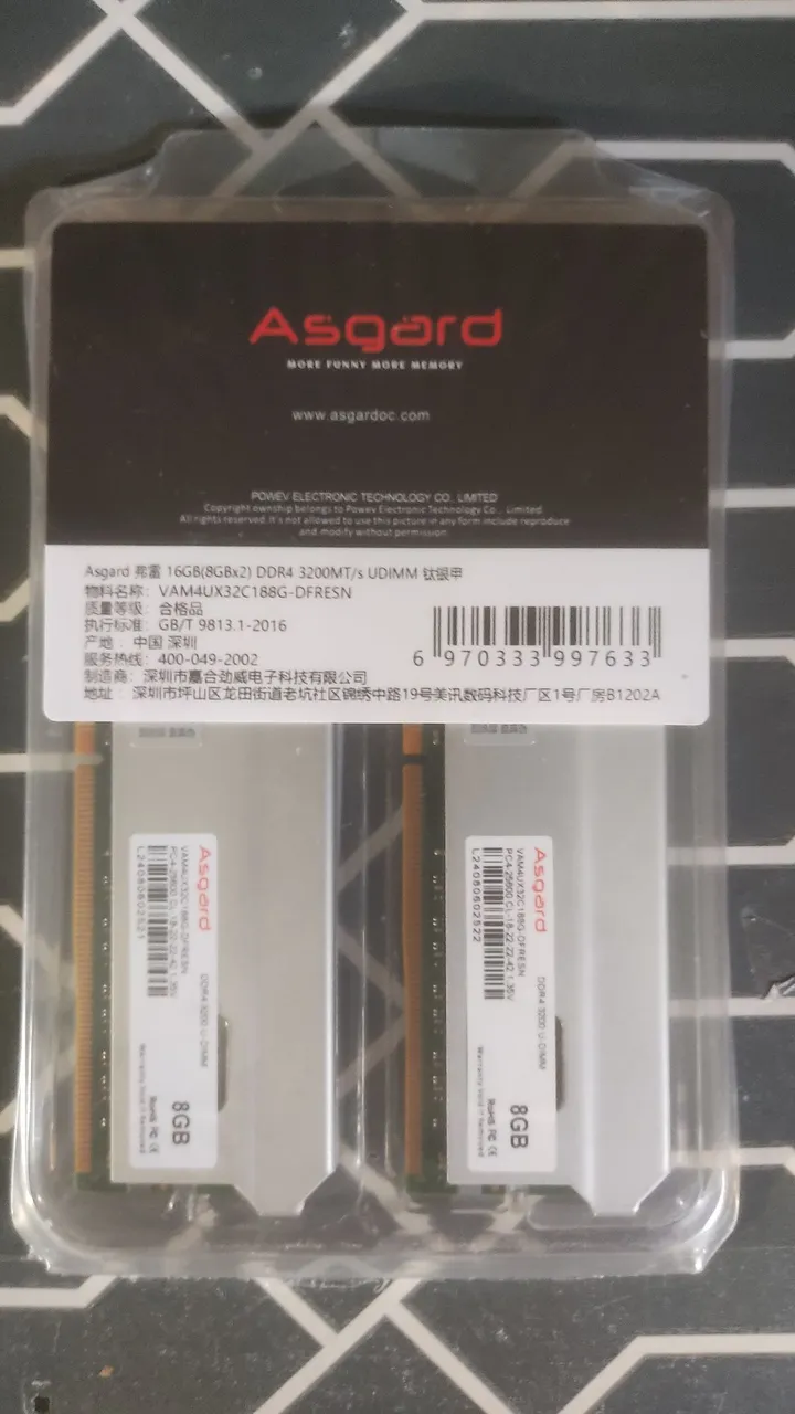 Memória RAM Asgard 16GB (2x8GB) DDR4 3200MHz