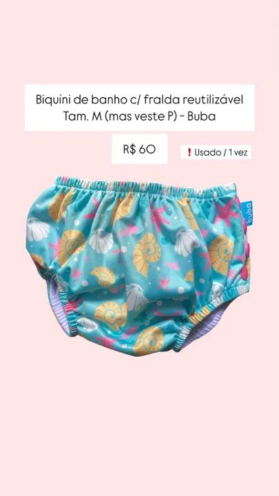 Biquíni de banho c/ fralda reutilizável Buba - Tam. M