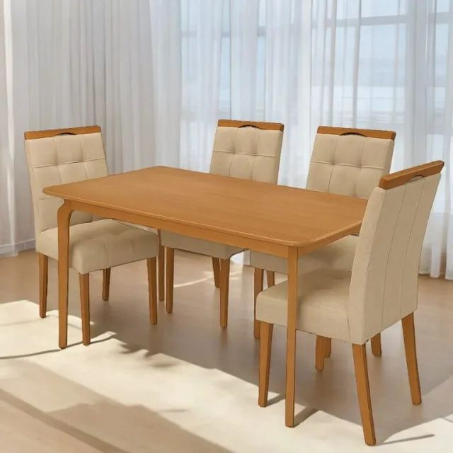 Mesa Alegra 120 Cinamomo (Sem vidro) com 4 Cadeiras Sophia - Foto 3