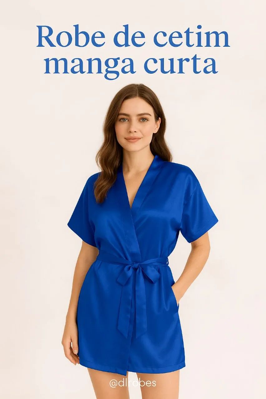 Robe de Cetim Manga Curta - Foto 4