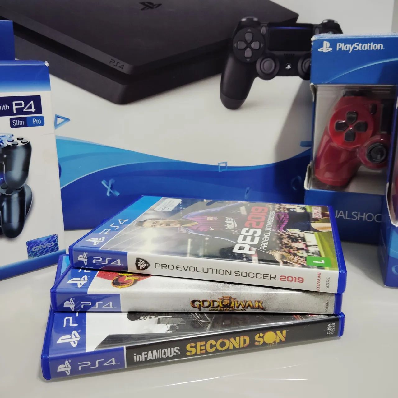 PS4 Slim com 2 Controles DualShock 4, Jogos e Acessórios - Foto 5