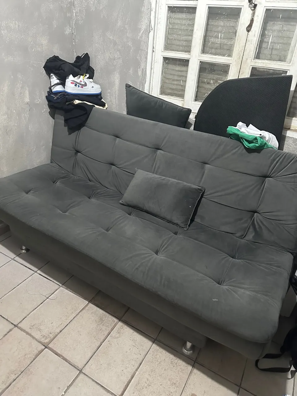 Sofá Cama Cinza Confortável