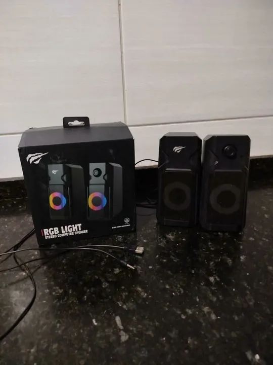 Caixas de Som para PC com Iluminação RGB - Foto 2