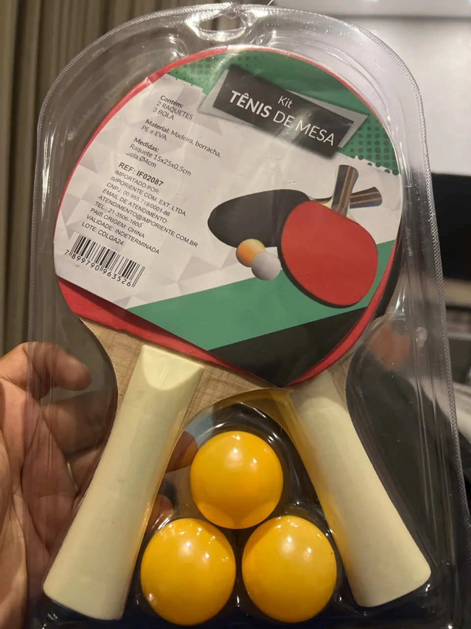 Kit Tênis de Mesa - 2 Raquetes e 3 Bolas