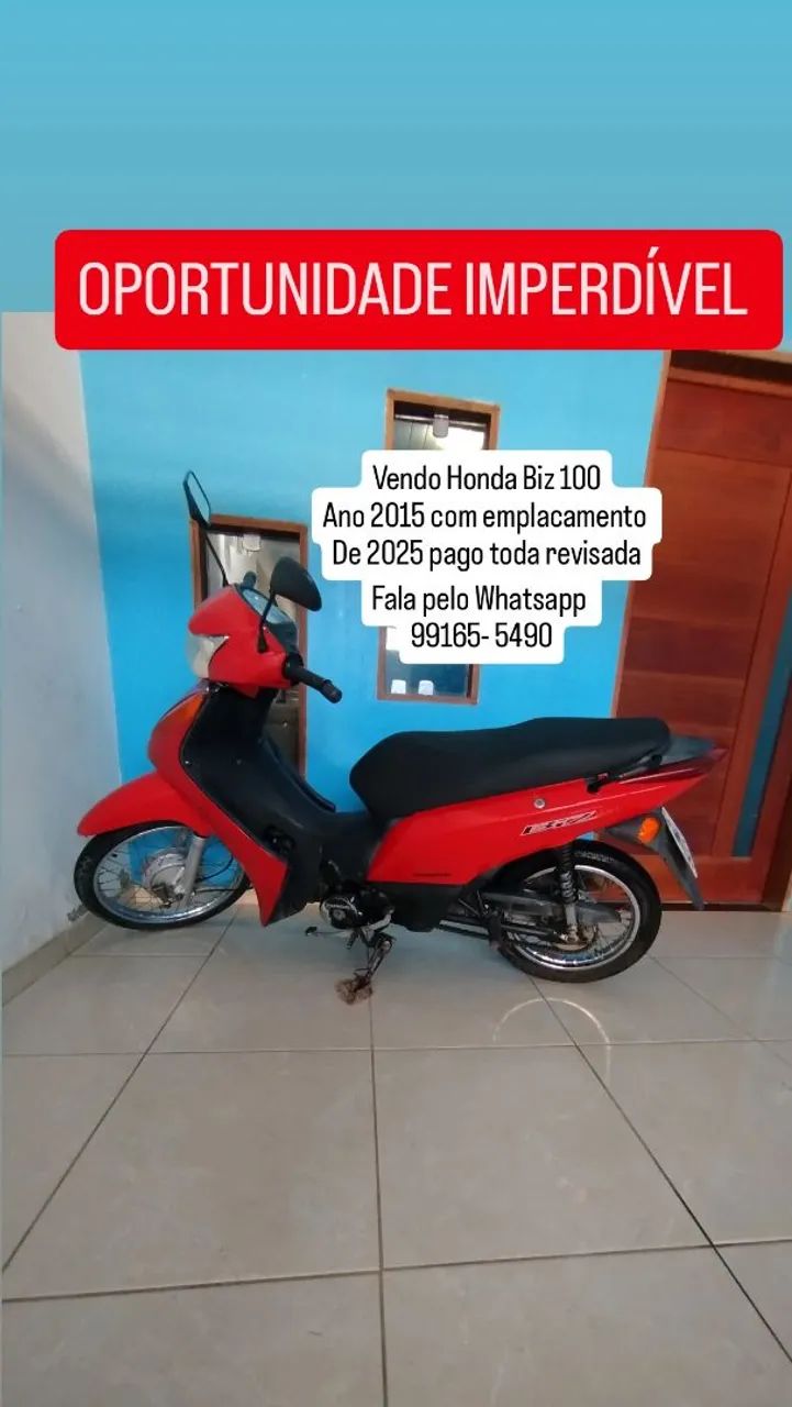 Honda Biz 100 es 2015 valor r$ 8.000 whatsapp *