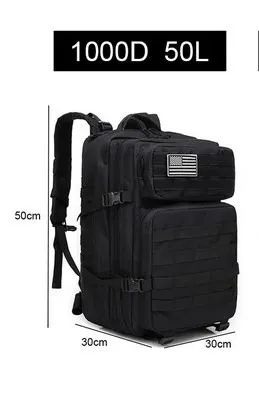 Mochila Tática Preta Grande Resistente e Impermeável 50l. NOVA