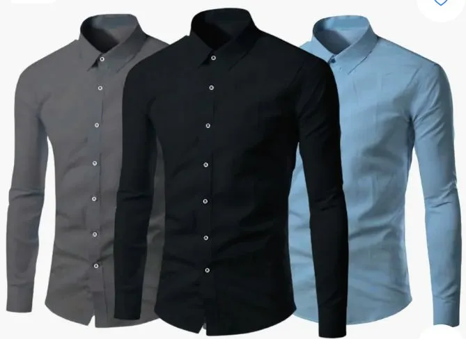 Kit 3 Camisas Sociais Manga Longa