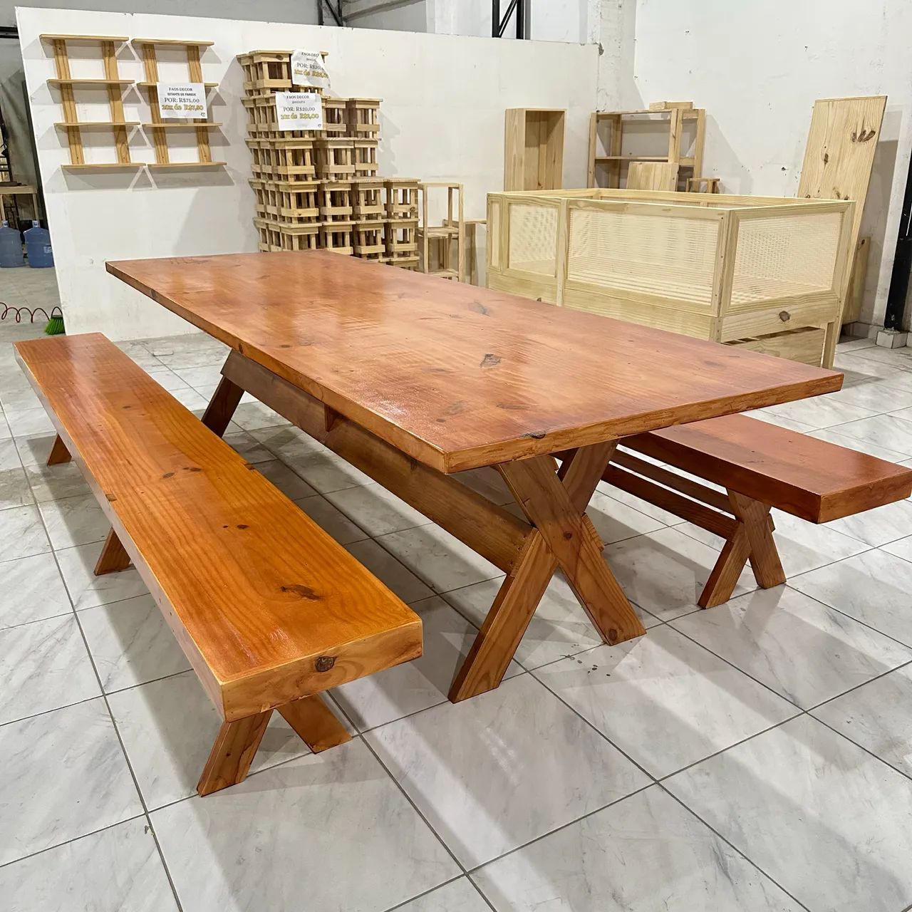 Mesa 3,00 x 1,00 Madeira Maciça - Foto 3