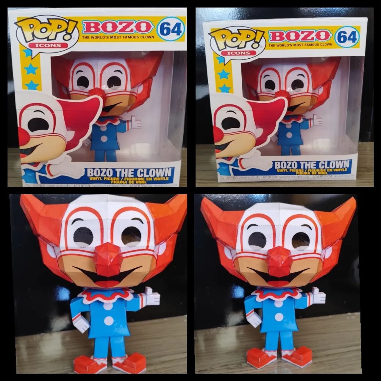 Kit 2 boneco palhaço Bozo papercraft 