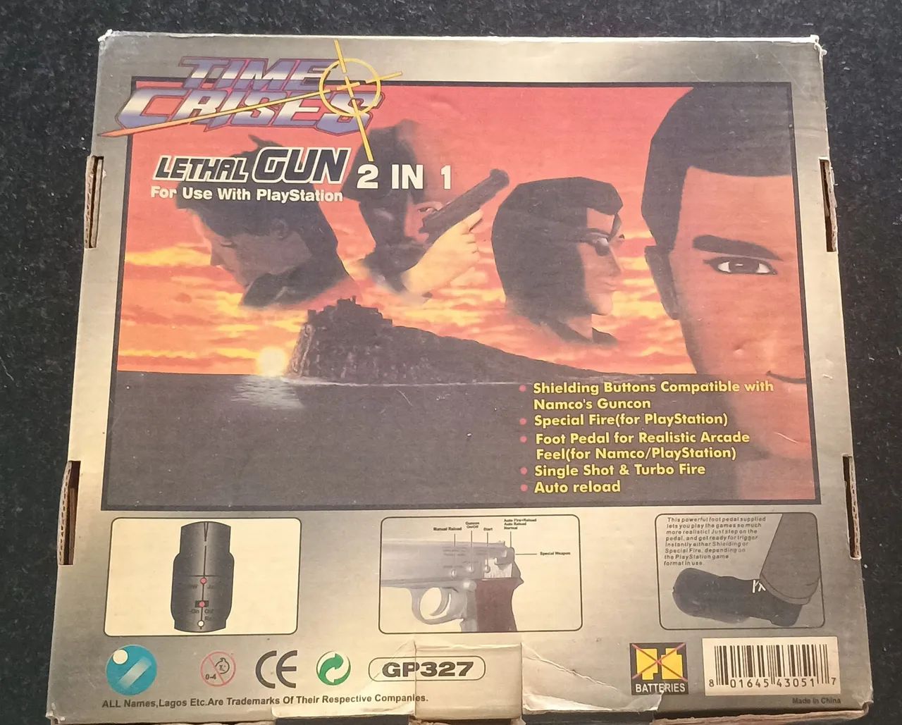 Pistola Time Crisis Lethal Gun 2 em 1 PS1 PlayStation Retrô com