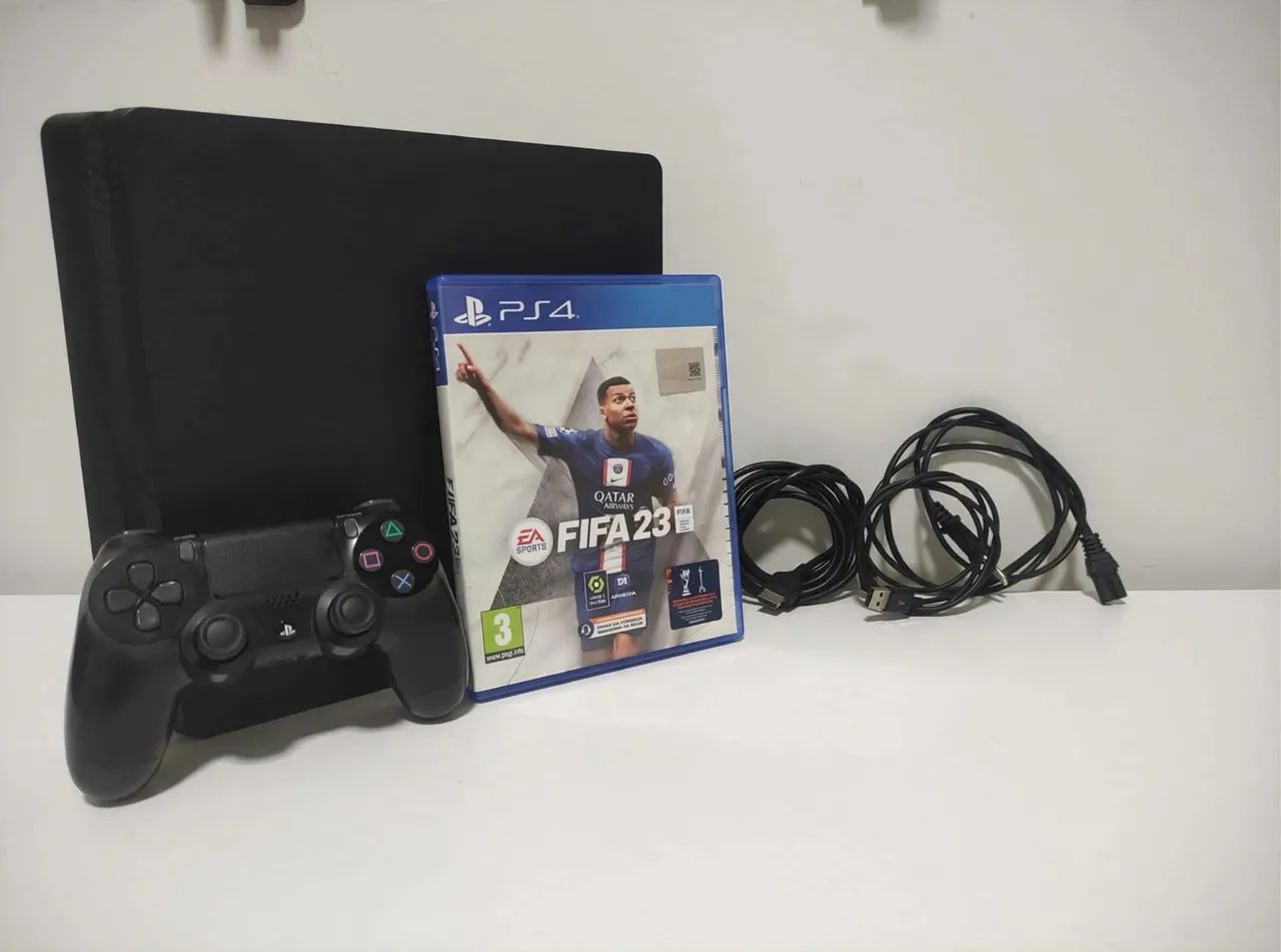 PS4 SLIM 1TB com 1 jogo e 1 controle e cabos 