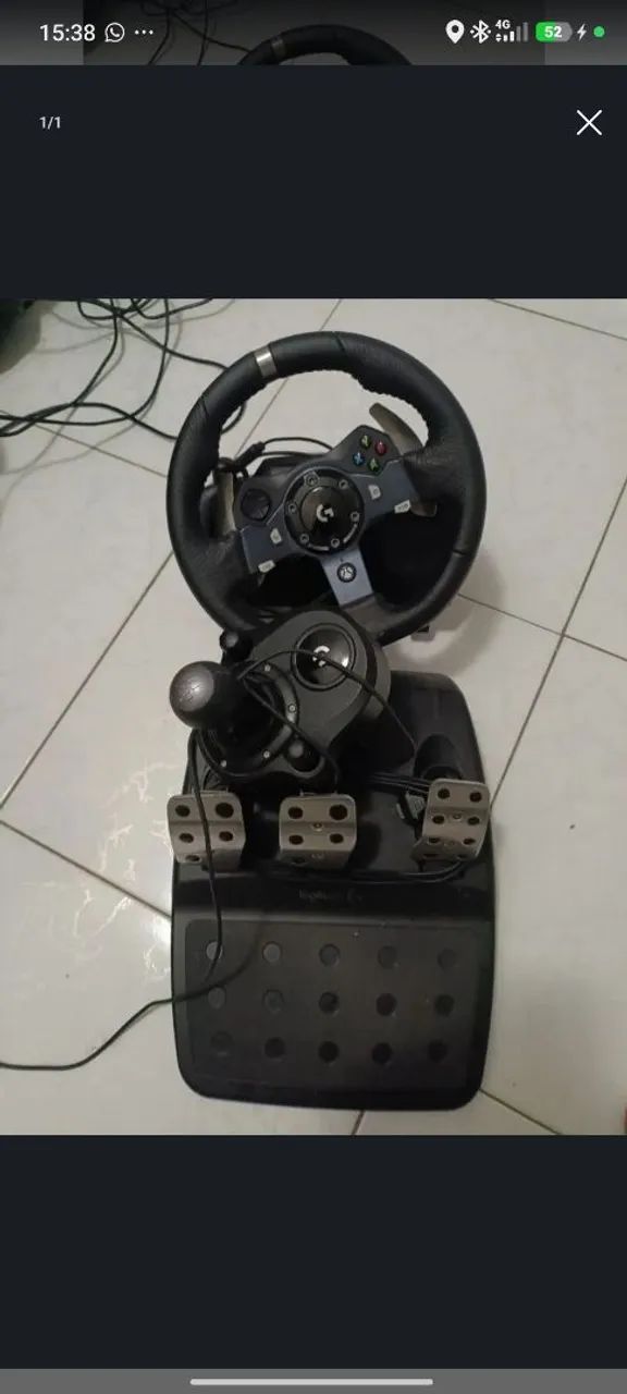 Volante Logitech completo com câmbio, joystick 