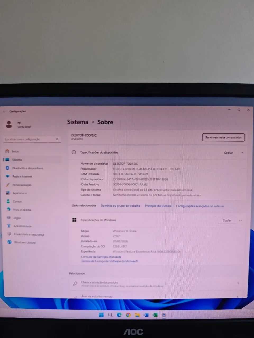 CPU Computador Intel Core I5-4440 8GB RAM SSD120GB e HD500GB com Windows e Office ativado - Foto 4