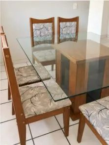 Conjunto Mesa de Jantar MDF + Vidro e 8 Cadeiras - Foto 3