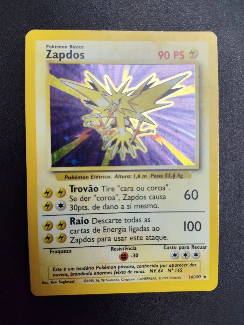 Zapdos Holográfico - Base Set 16/102 (Pokémon TCG Clássico
