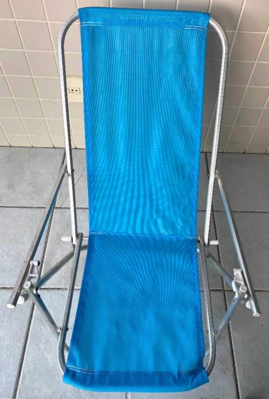 Cadeira praia azul em alumínio