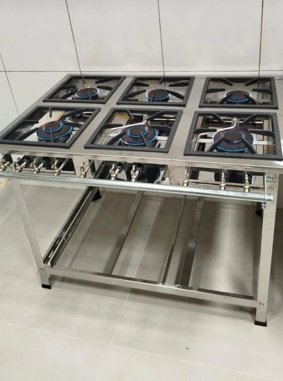 Fogão industrial inox alta e baixa pressão 4 e 6 bocas novos