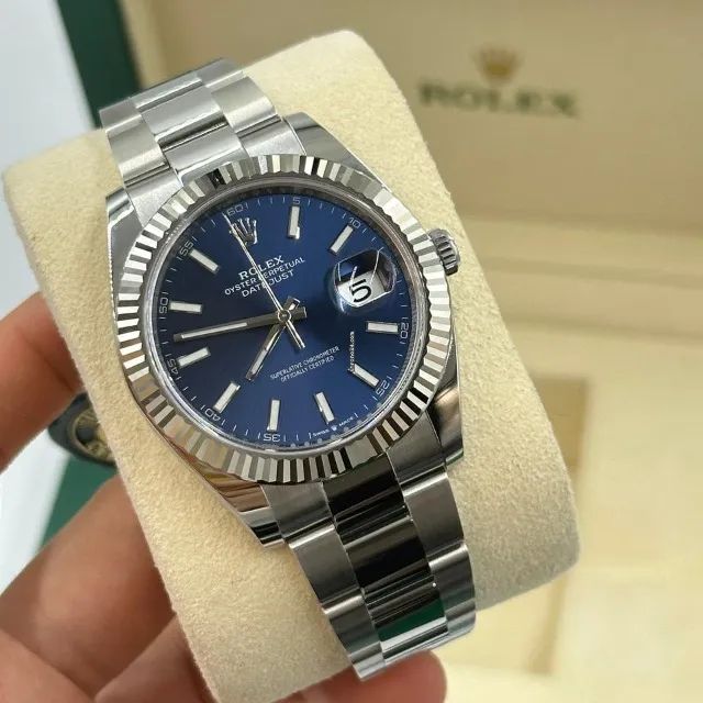 Rolex Date Just Azul Oyster Eta 3035 Automático Premium - Foto 3
