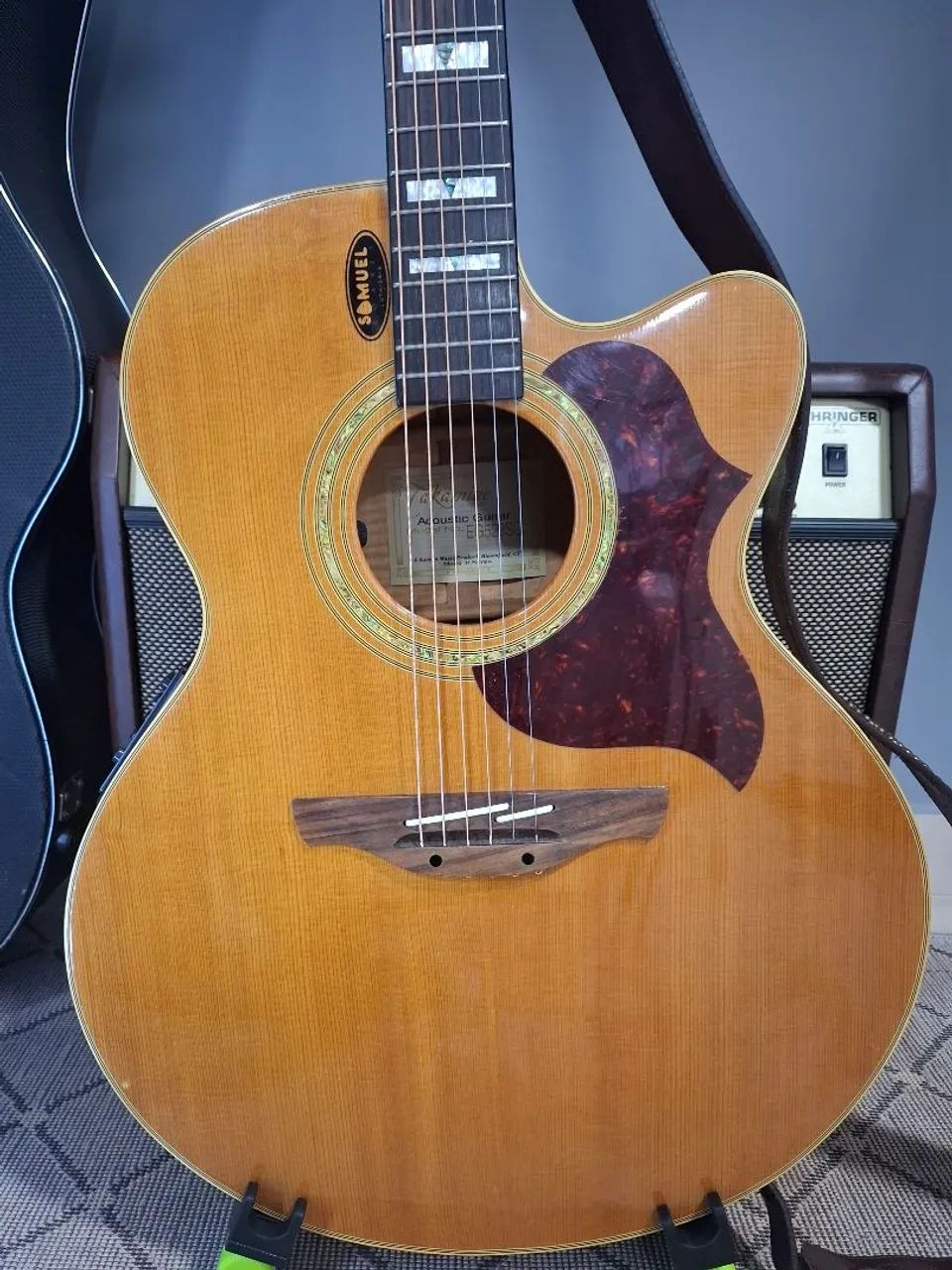 Violão Takamine EG523SC Jumbo Korea 2006 preamp TK40 + mic e transducers estéreo, com case - Foto 2