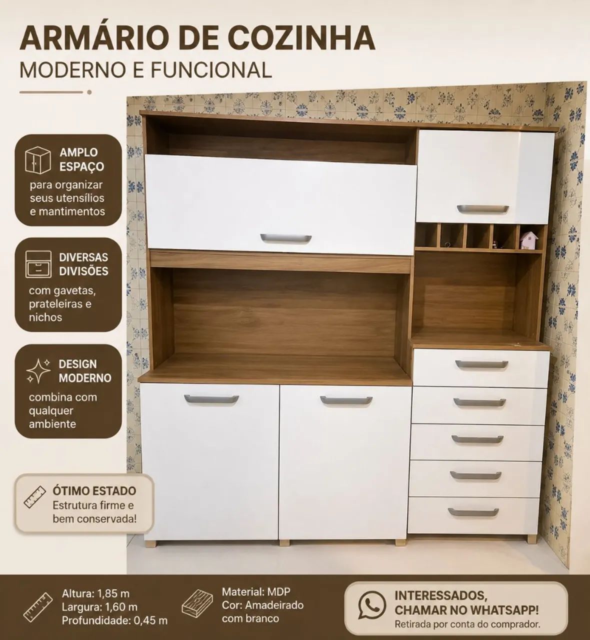 Armário de Cozinha Moderno e Seminovo 
