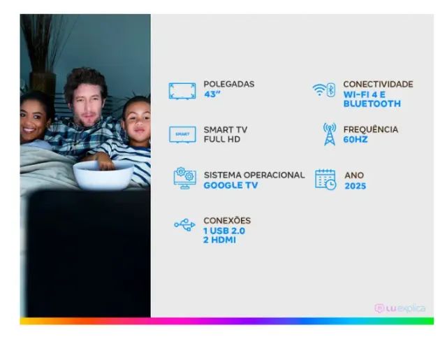 Smart TV 43" Full HD LED Semp S42 Google TV 2 HDMI - Foto 2