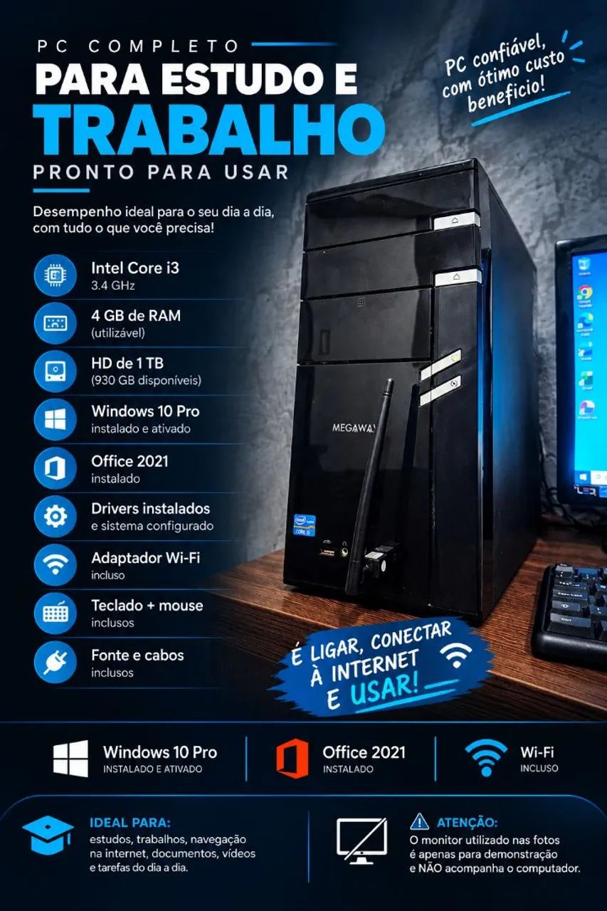 COMPUTADOR (PC) COMPLETO - PRA SAIR HOJE! - Foto 2