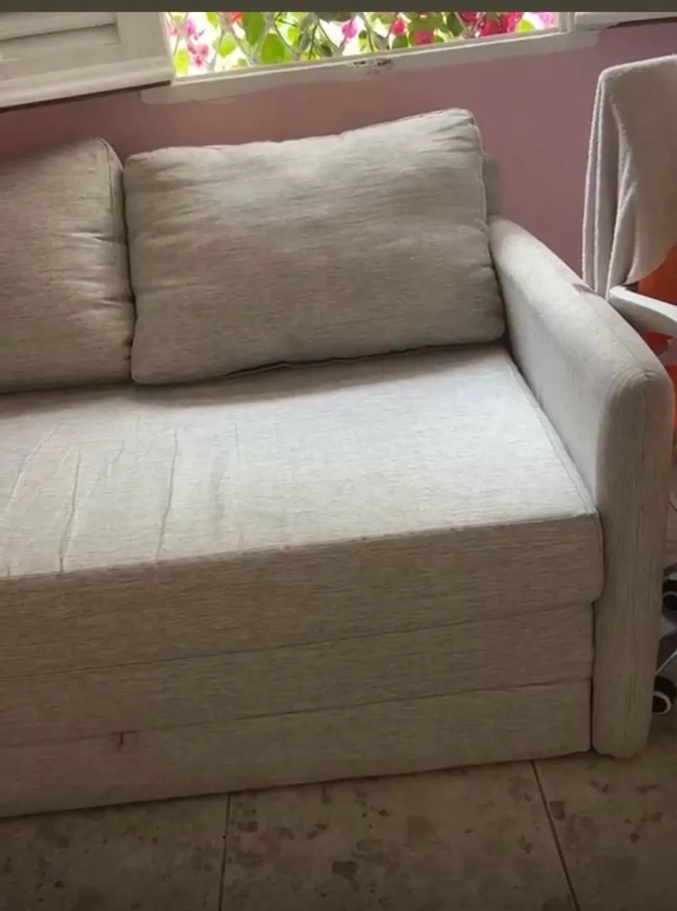 VENDO SOFÁ CAMA PURO LINHO CINZA  - Foto 2