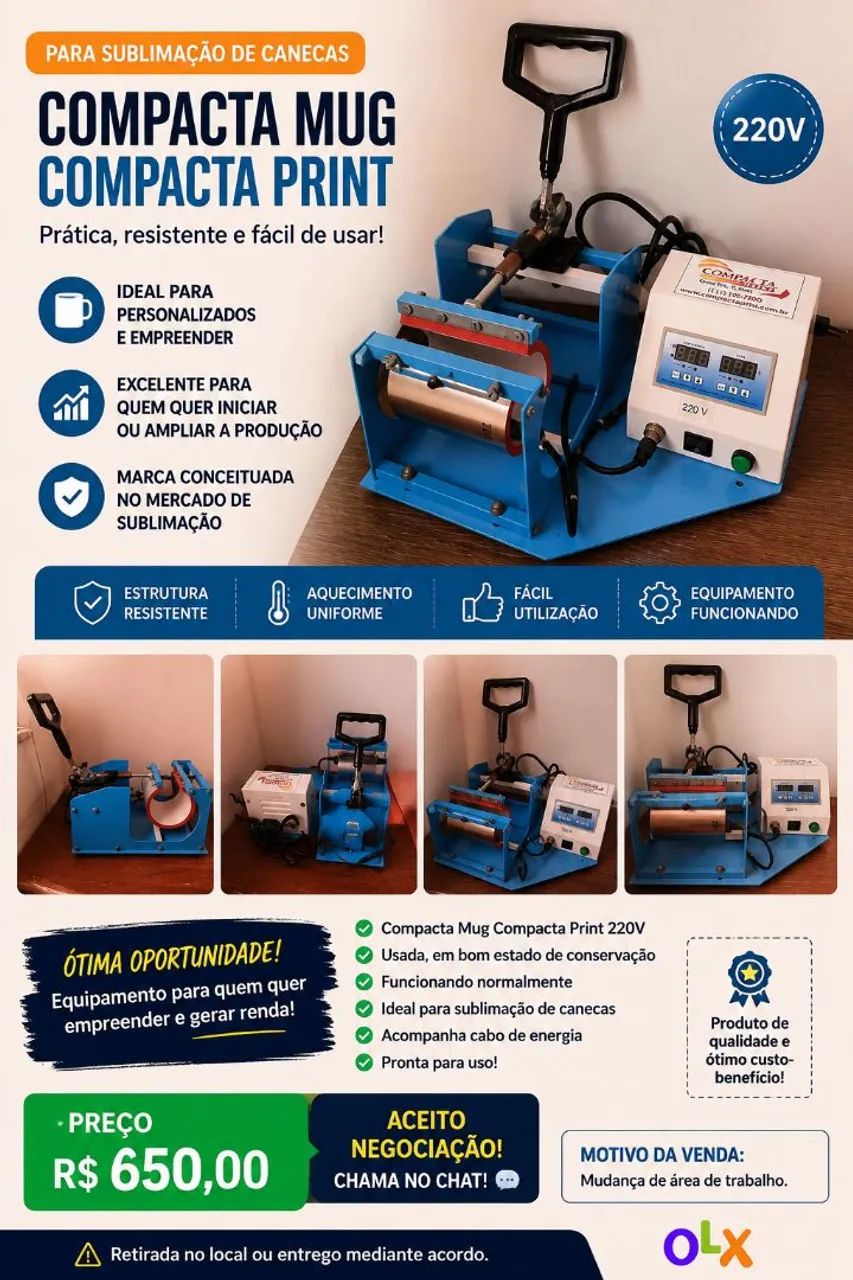 Compacta Mug Compacta Print 220V ? Prensa para Canecas