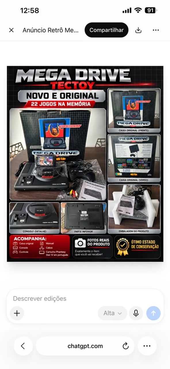 Mega drive 2017 original completo