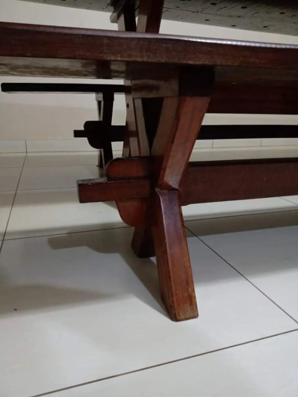 Mesa e Banco de Madeira Maciça 3 Metros - Imponente e Resistente - Retirada em Atalaia -PR - Foto 2