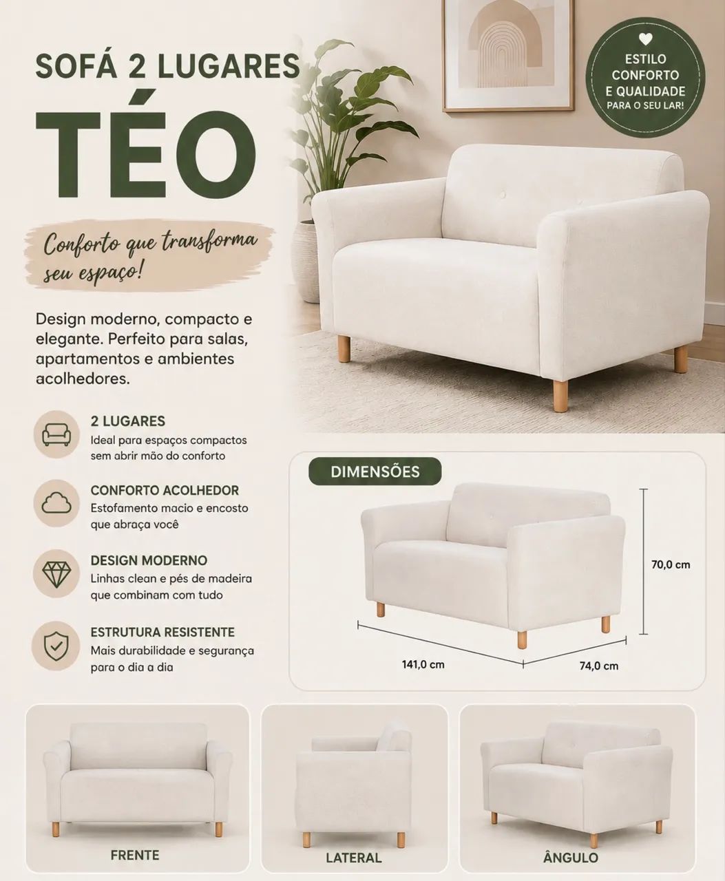 Sofá Tok&Stok novo - entregue recentemente | R$ 700 - Foto 3