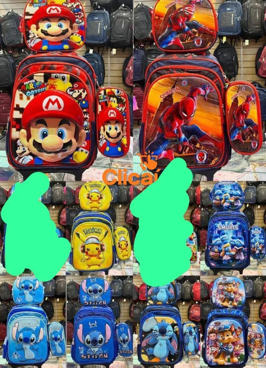 Mochila 3D com rodinhas . Lancheira e estojo - Foto 4