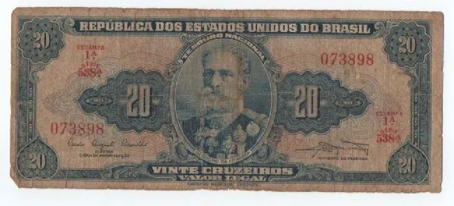 Cédula Antiga de 20 Cruzeiros - Marechal Duque de Caxias