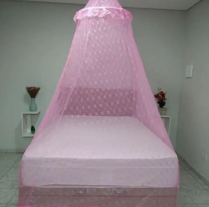 Mosquiteiro de renda com elástico rosa - Foto 2