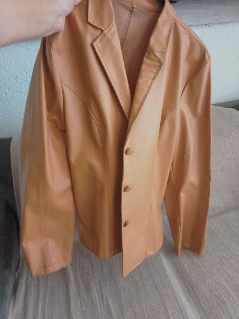 Blazer de couro sintético elegante