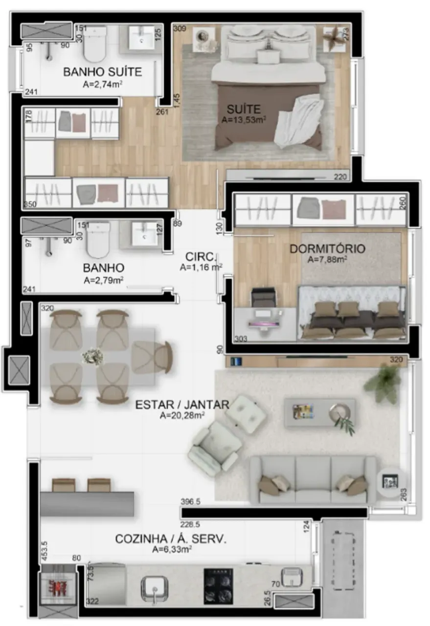 PLANTA 68m²
